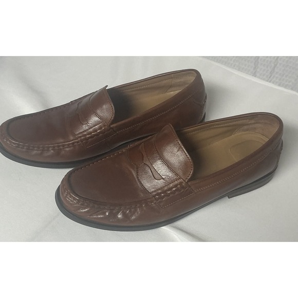 Cole Haan Brown Leather Penny Loafers Pinch Hand Sewn Mens 11.5M Slip On Shoe - Picture 2 of 13